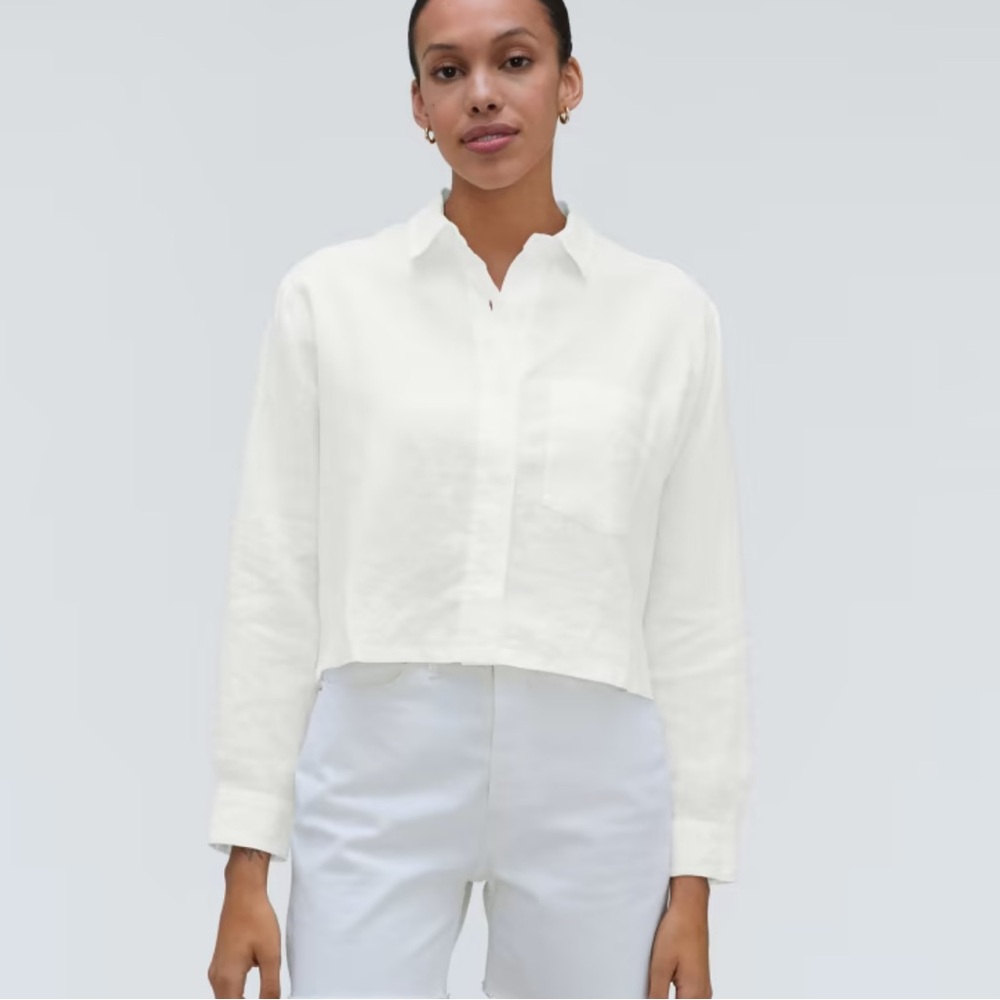 Everlane The Linen Way Short Shirt white, new